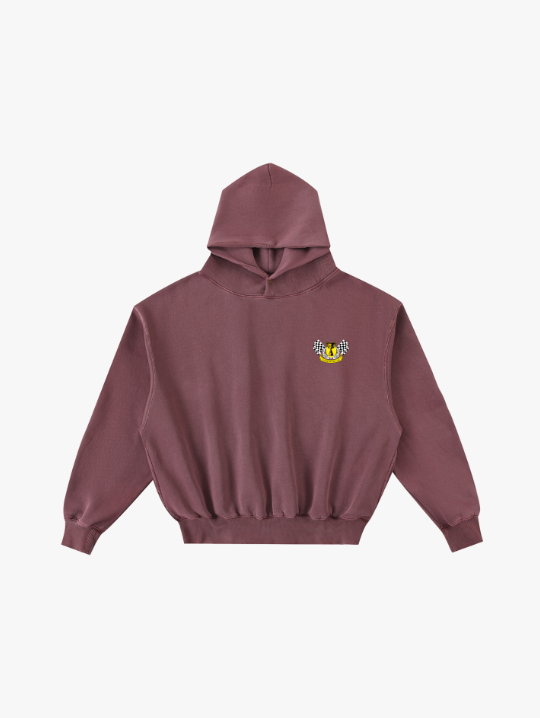 Valvera Racing Garage "Grand Prix" Frayed Enzyme Washed Fleece Hoodie