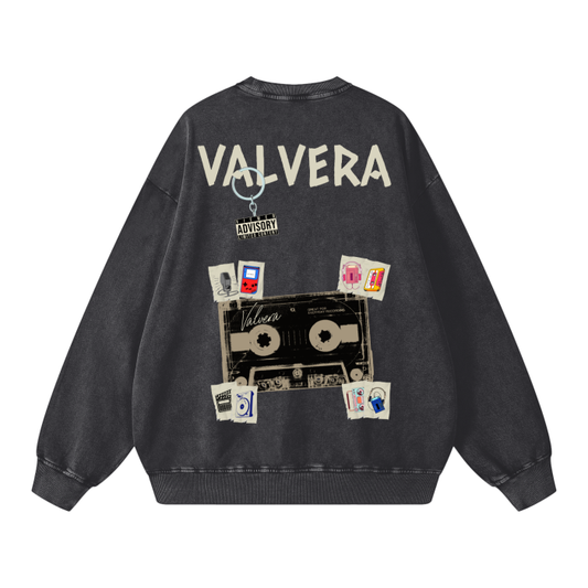 Valvera "Record your voice" Acid Wash Oversize Sweatshirt - 360 GSM