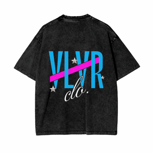 VLRVR. CLO. Acid Wash Oversize T-Shirt - 250 GSM