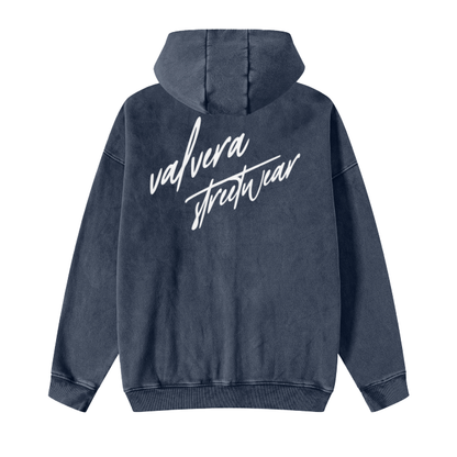 Valvera Streetwear Acid Washed Zip Fleece  Hoodie Jacket - 360 GMS