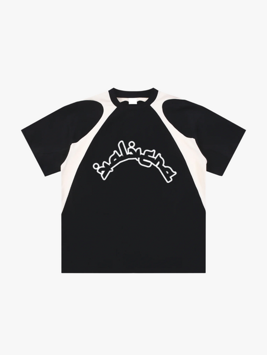 Valvera SS25 Arabic Contrast Panel Cotton T-Shirt - Valvera