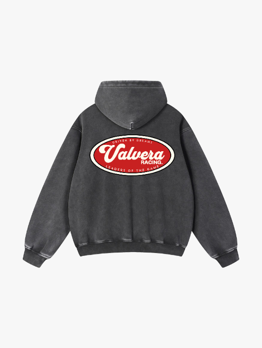 Valvera Racing Logo Snow Wash Fleece Oversize Hoodie
