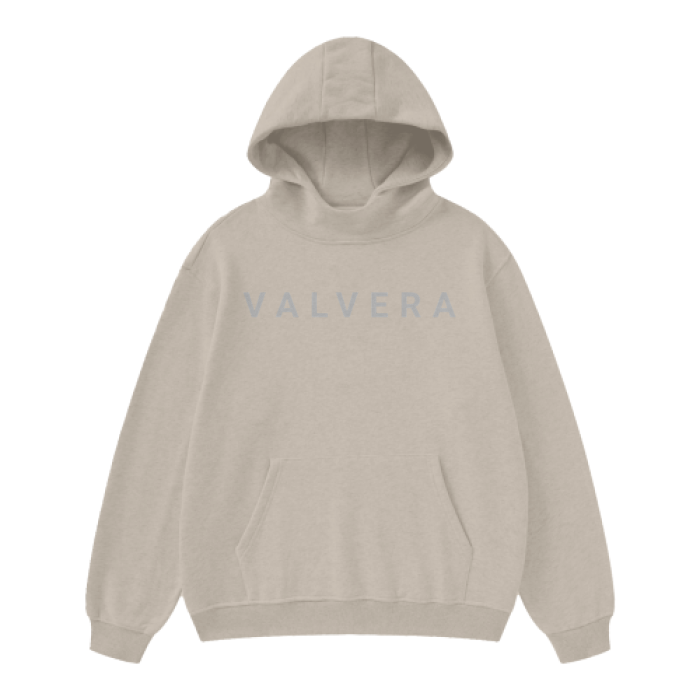 Valvera (Oat Gray&Gray Camel) High Neck Insulated FOG Solid Color Fleece Hoodie - 385 GSM