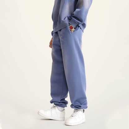 Valvera Heritage Collection (Denim Blue)Streetwear Unisex Monkey Washed Dyed Fleece Joggers