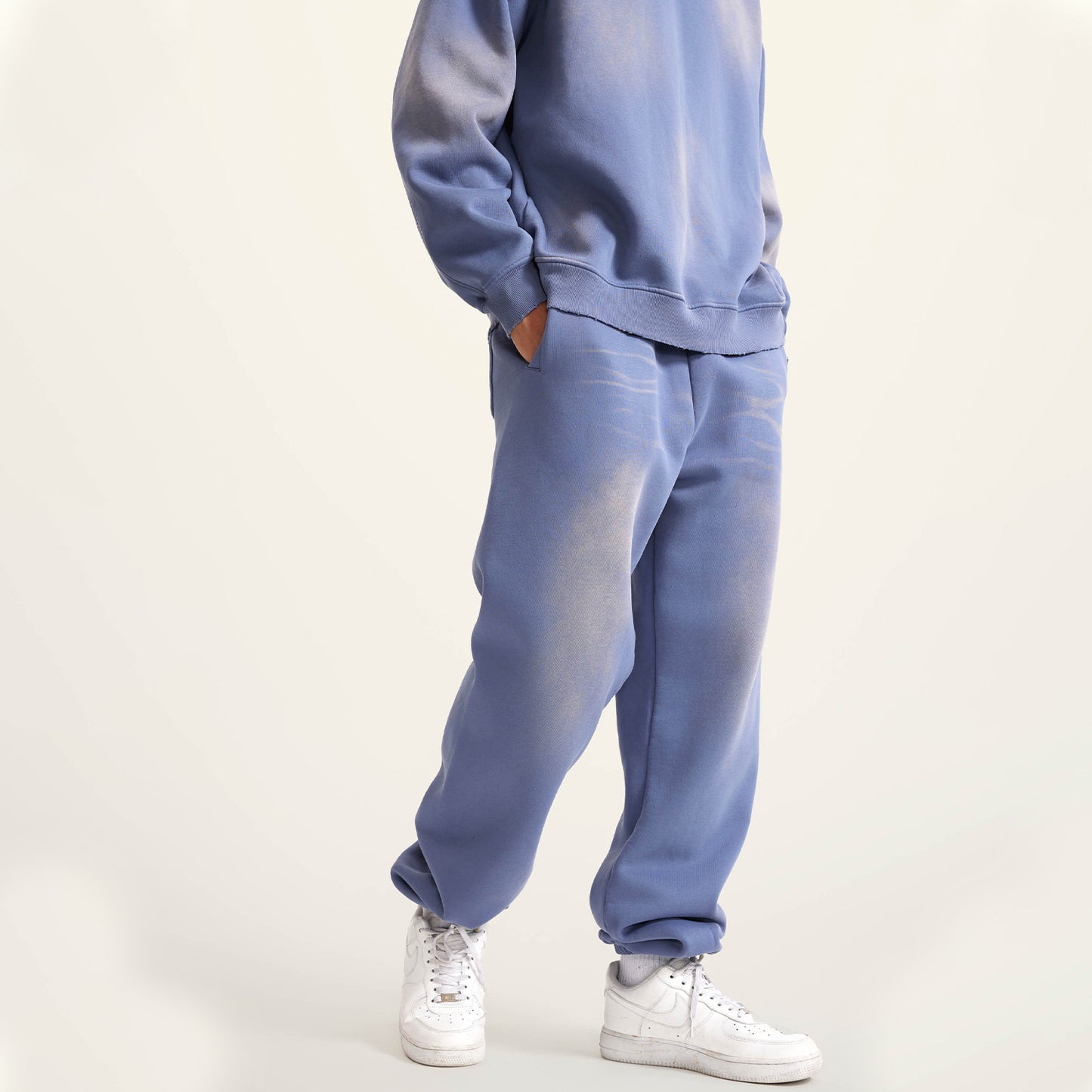 Valvera Heritage Collection (Denim Blue)Streetwear Unisex Monkey Washed Dyed Fleece Joggers