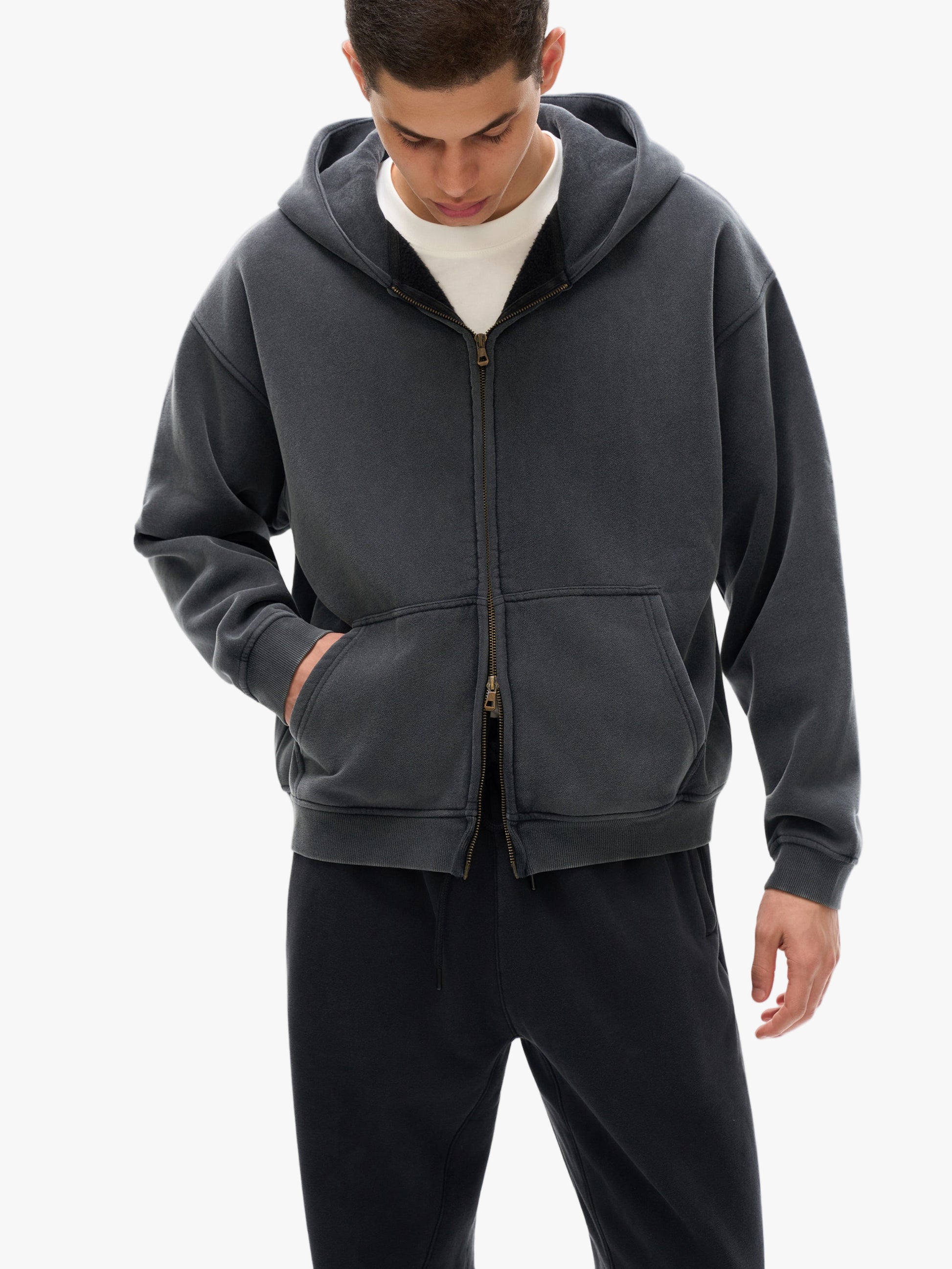 Valvera Basics Zip-Through Boxy Fleece Hoodie - Valvera